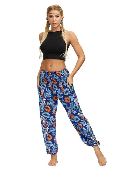 Printed Ethnic Style Elastic Waist Large Size Wide-Leg Bloomers