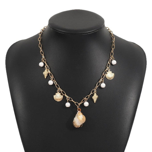 Pearl Starfish Shell Fringe Necklace