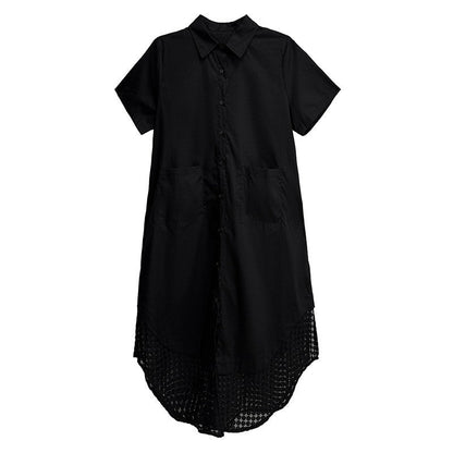 Mesh Panel Asymmetrical Collar Dress - Loose Fit, Trendy, Stylish Midi Dress With Unique Design