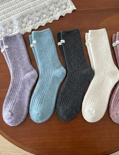 Winter Thermal Solid Color Crew Socks