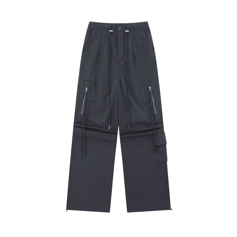 Wide-Leg Parachute Cargo Pants Unisex Loose Fit Style