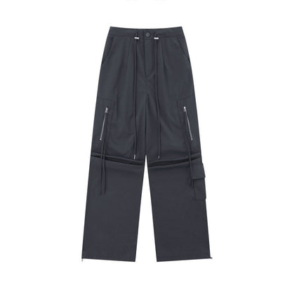 Wide-Leg Parachute Cargo Pants Unisex Loose Fit Style