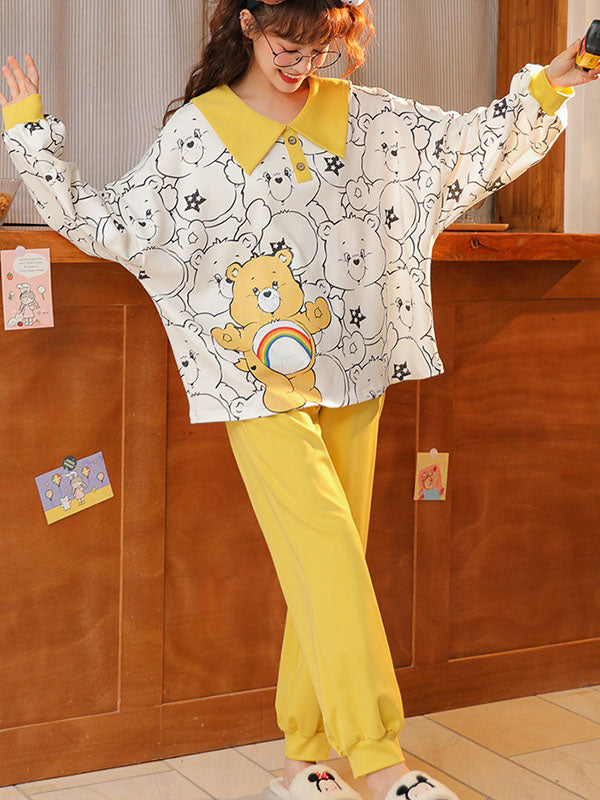 Comfortable Cartoon Printed Long Sleeve T-Shirt&Pants Pajama Set