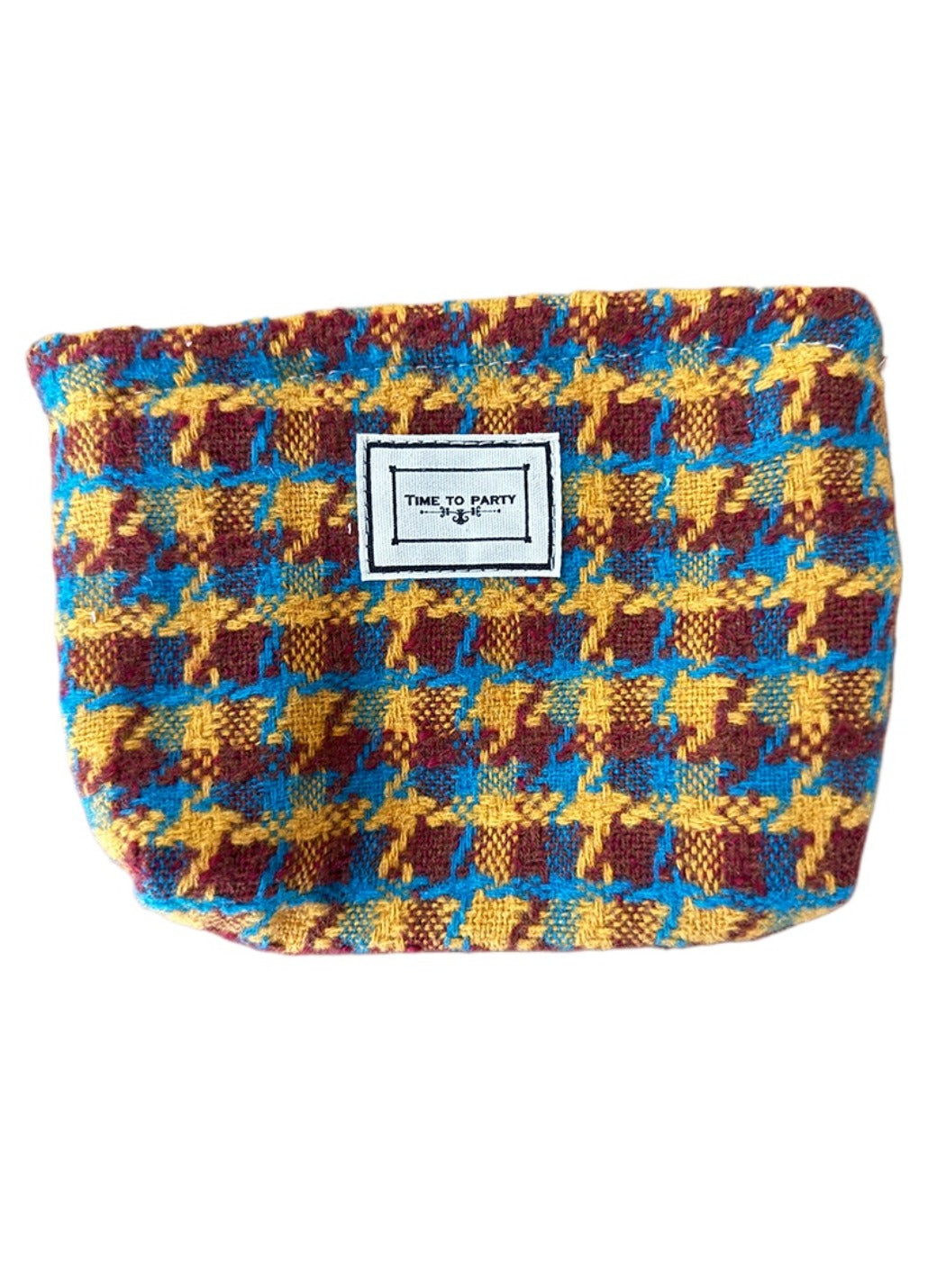 Cosbai - Vintage Plaid Cosmetic Pouch &amp; Coin Purse