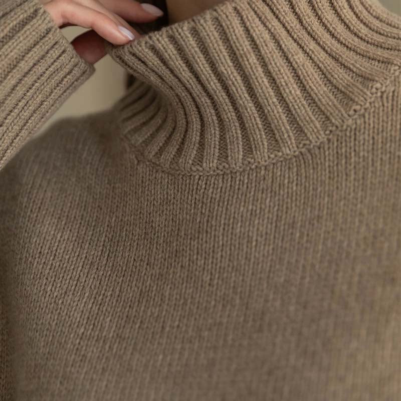 Fall Mock Neck Ribbed Knit Oversized Sweater