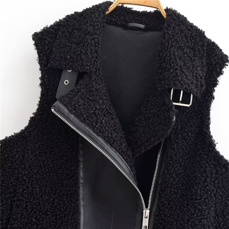 Faux Shearling Vest Street Fashion