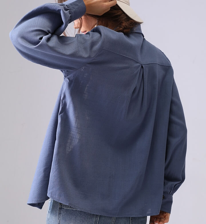 Hollow Embroidered Lapel Button Down Shirt