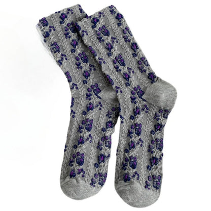 Rufia - Women's Floral Print Mid-Calf Socks - Vintage &amp; Classic