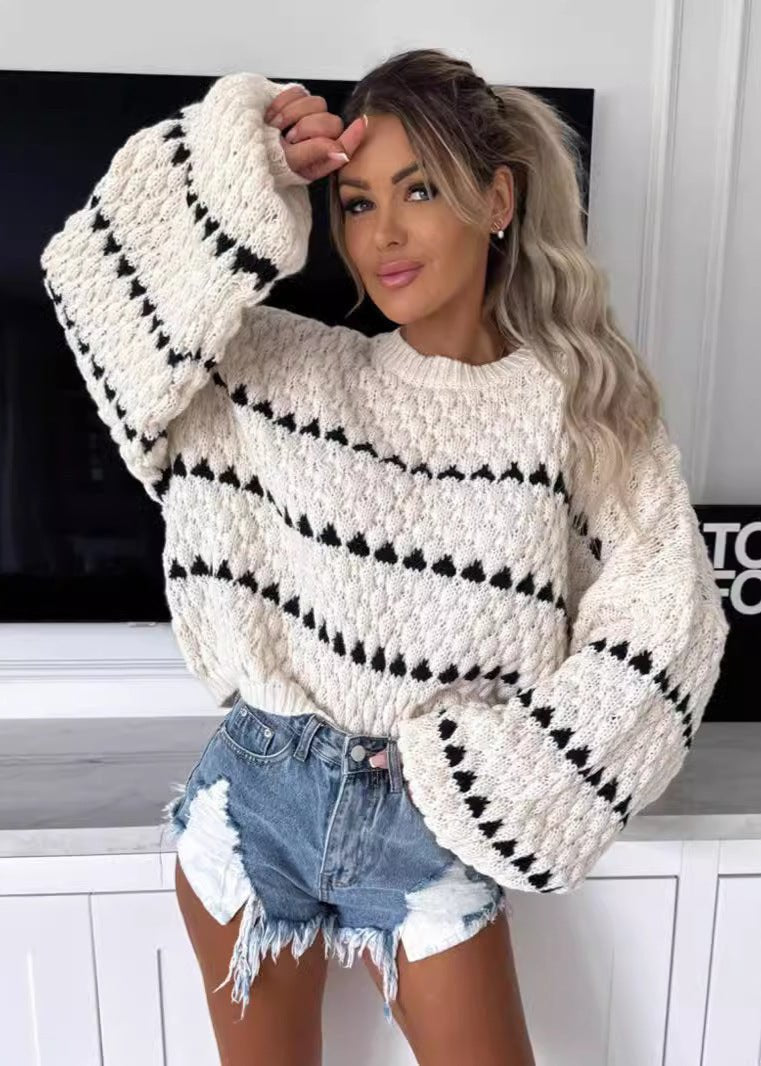 Oversized Thick Knit Stripe Pullover Sweater