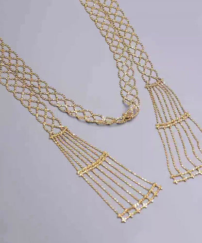 Beautiful Gold Sterling Silver Overgild Chain Hollow Out Necklace