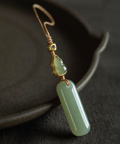 Elegant Green Copper Overgild Inlaid Zircon Jade Keychains