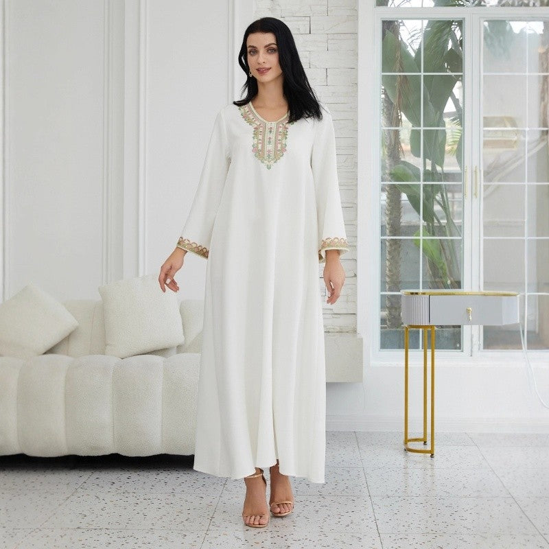 Lace Trim Abaya Robe