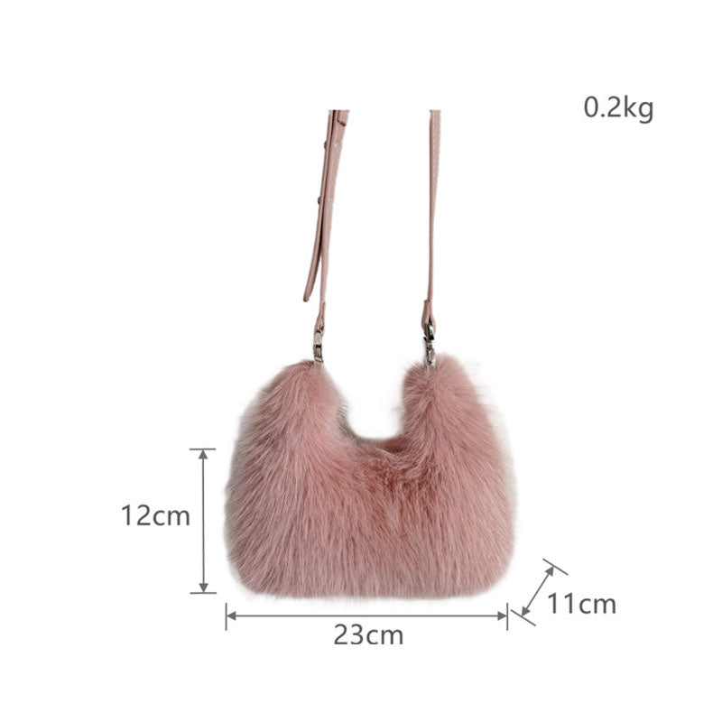Trendy Faux Fox Fur Mini Furry Evening Bag