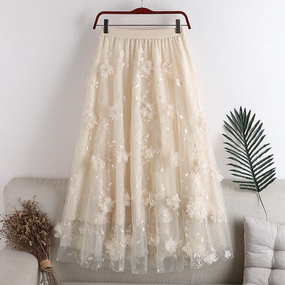 High Waist Slimming Double Layer Mesh Skirt