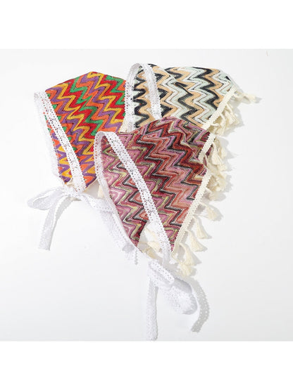 Haila - Boho Knit Tassel Triangle Scarf - Elegance