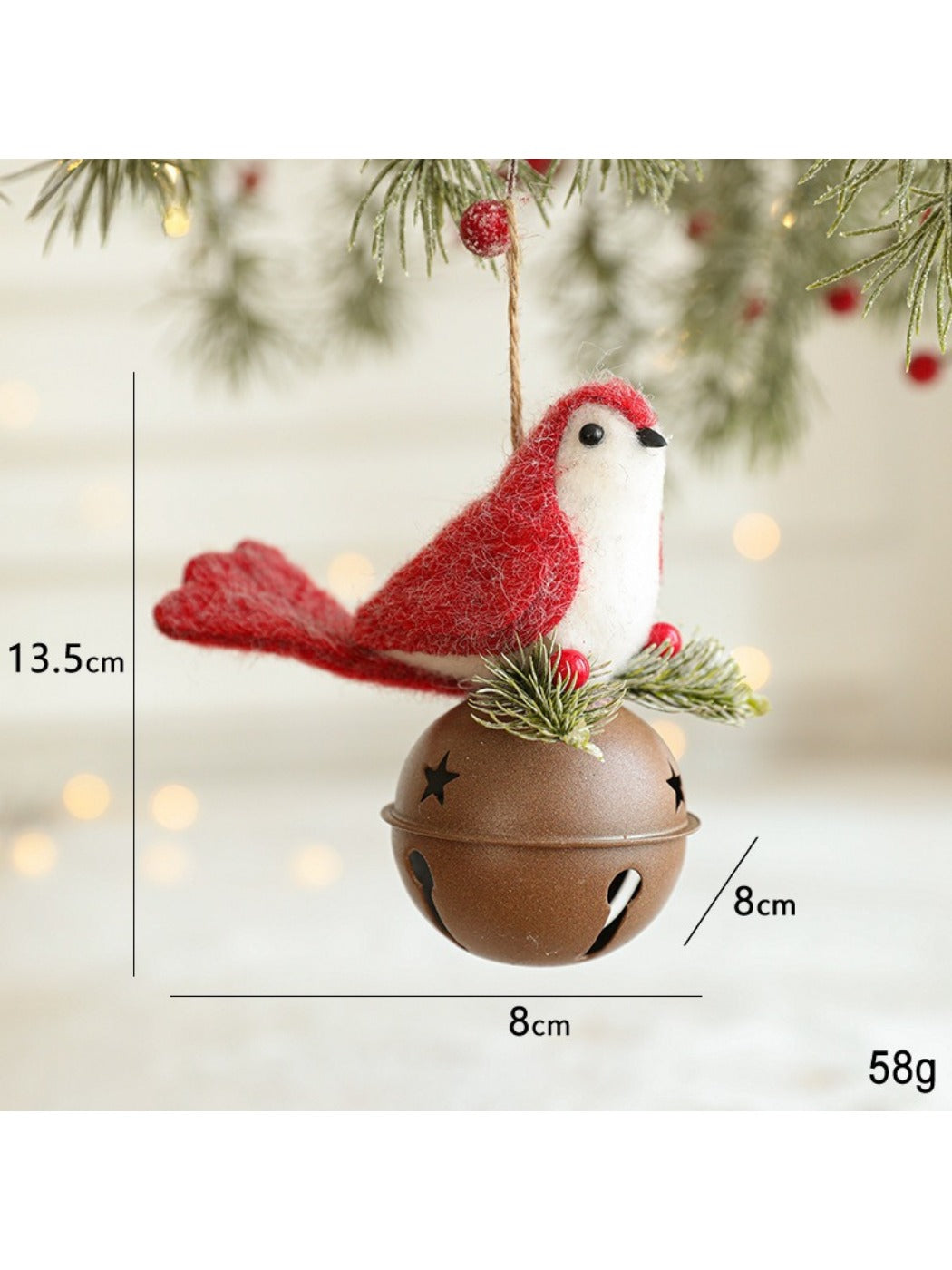 Xris - Classic Red Felt Christmas Tree Decor Hanging Ornaments