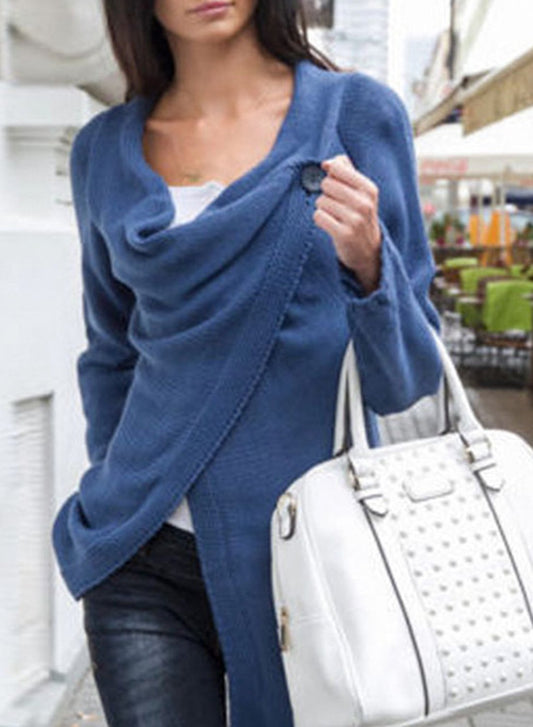 Women S Acrylic Soft Knit Long Sleeve One-Button Wrap Cardigan