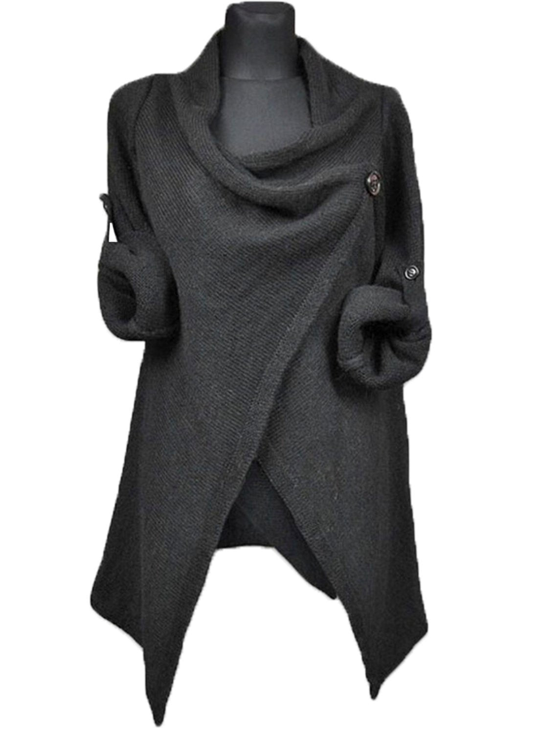 Women S Acrylic Soft Knit Long Sleeve One-Button Wrap Cardigan