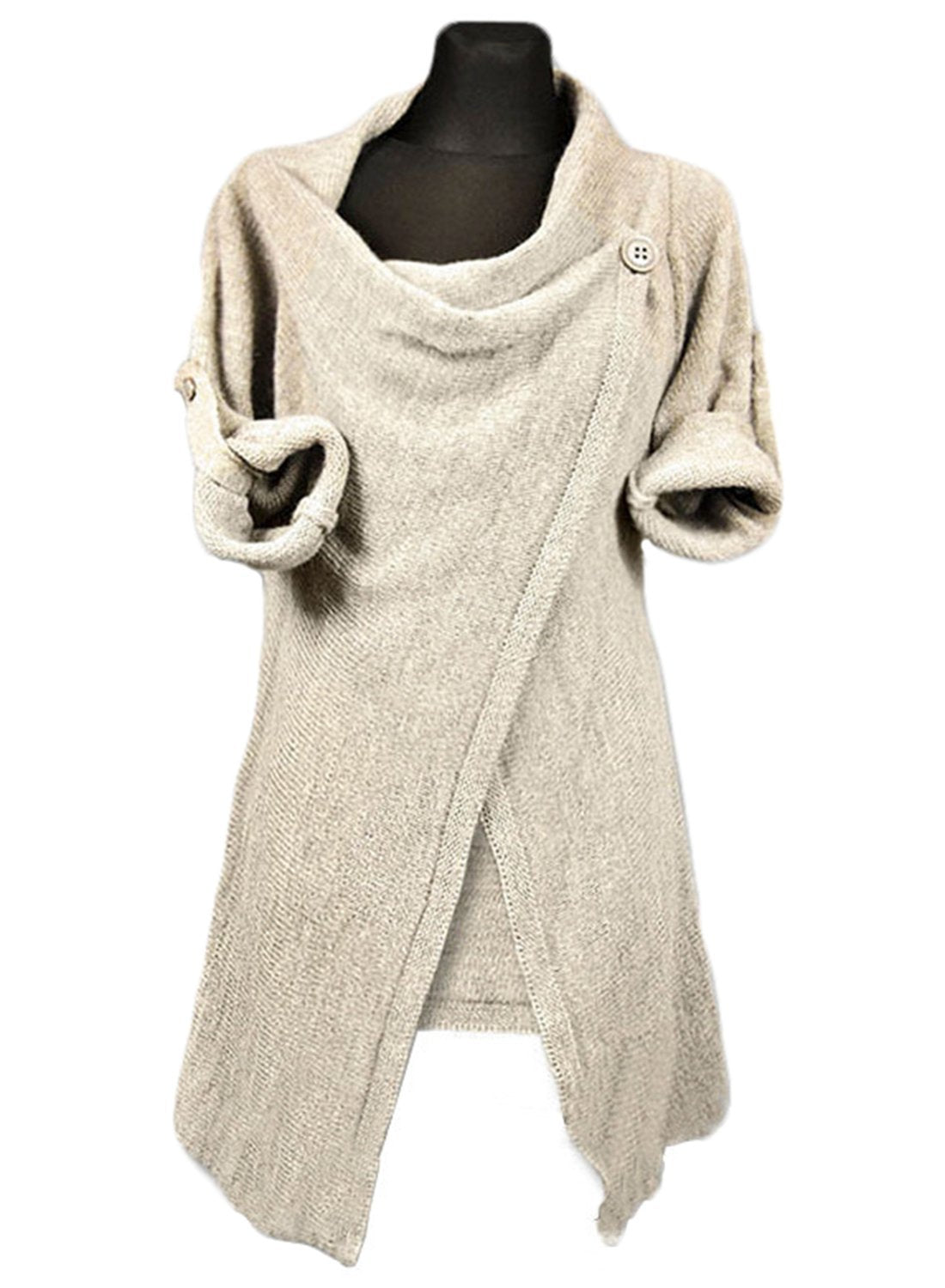 Women S Acrylic Soft Knit Long Sleeve One-Button Wrap Cardigan