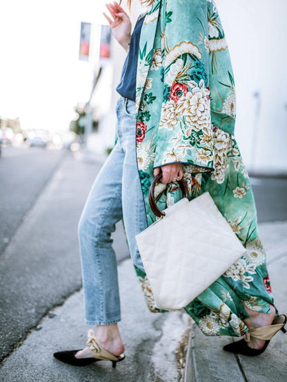 Fashion Floral Printed Cover-Up Outwear