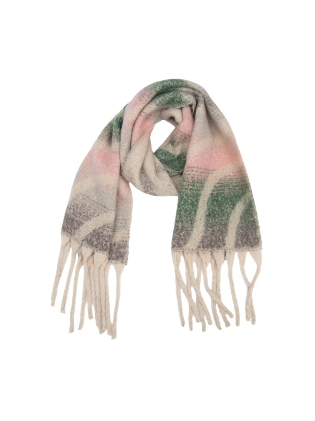 Scarvii - Winter Tassel Scarf with Colorful Wavy Jacquard