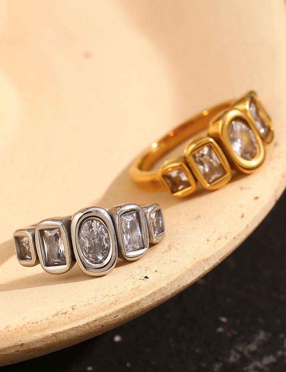 Simple Geometric Bezel-Set Zircon Ring