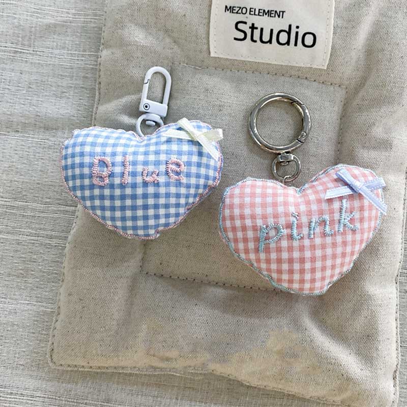 Sweet Checkered Heart Pendant Bag Charm