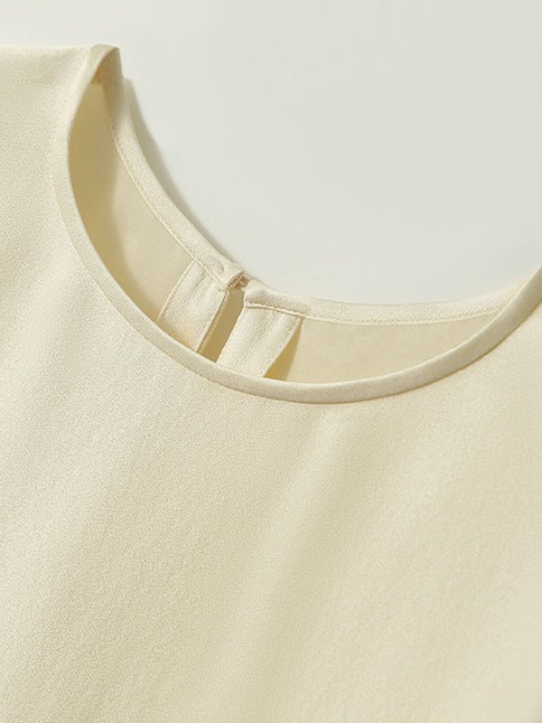 Batwing Sleeves Solid Color Round-Neck Blouses&Shirts Tops