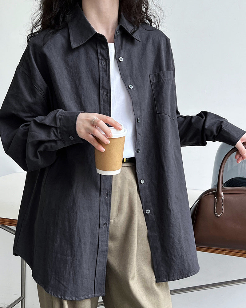 Long Sleeves Loose Blouses&Shirts Tops Outerwear Tops
