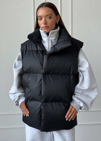 Padded Cotton Vest High Neck Sleeveless Design