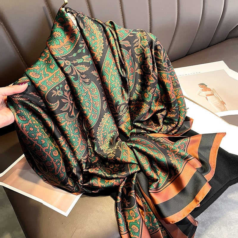 Long Printed Silk Scarf