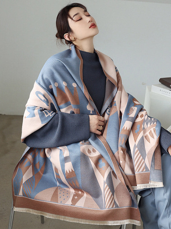 Winter Keep Warm Tasseled Imitated Cashmere Shawl&Scarf