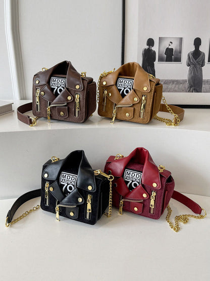 Chains Geometric Zipper Bags Crossbody Bags Handbags
