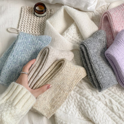Rufia - Solid Color Thickened Mid-Calf Socks