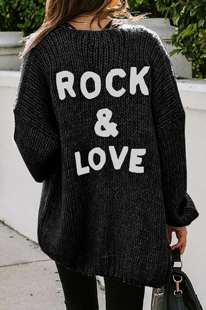 Drop Shoulder Open Front Knit Oversized Sweater Cardigan