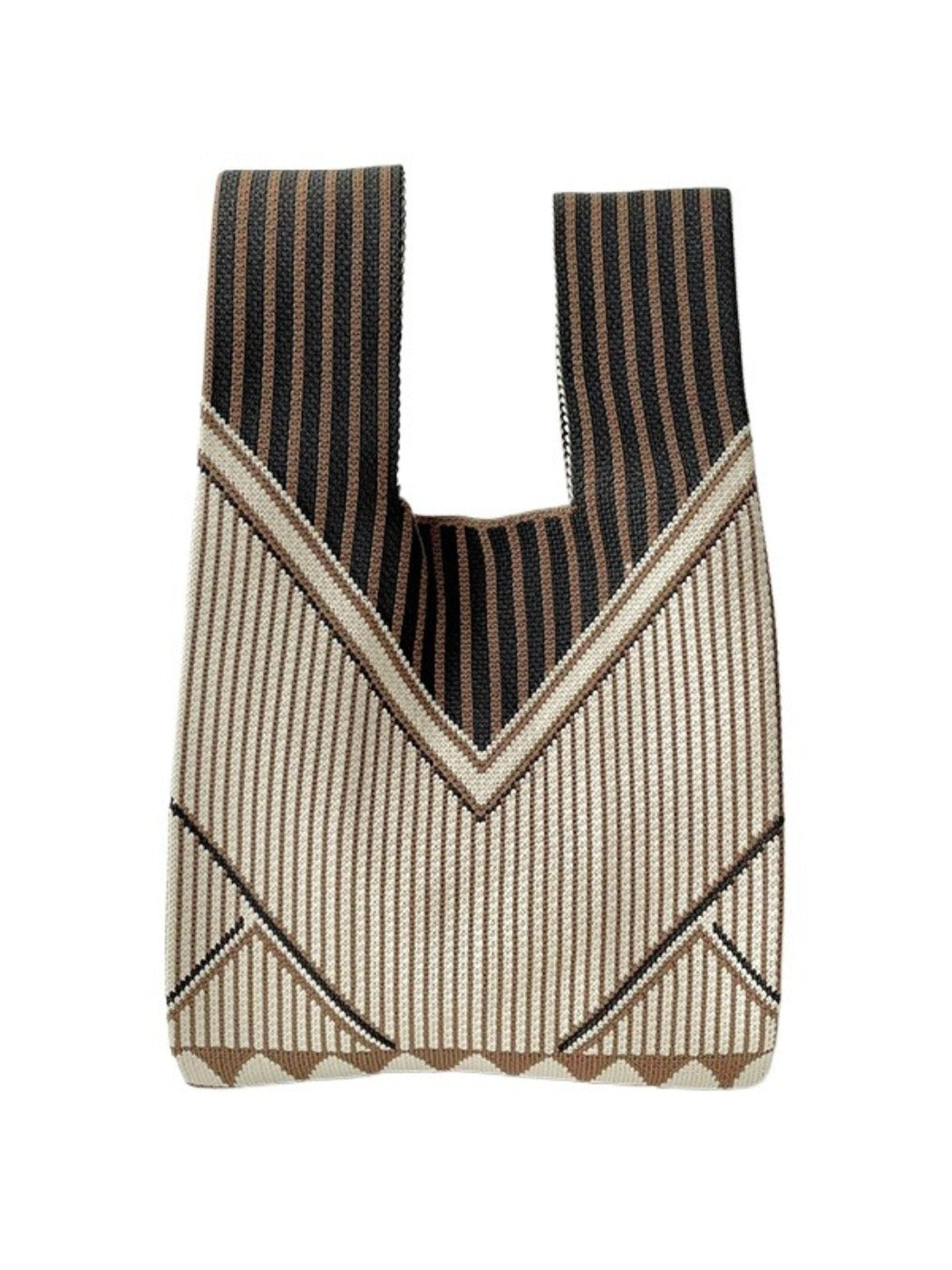 Cosbai - Classic Minimalist Striped Knit Handbag