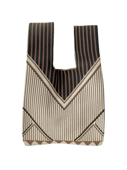 Cosbai - Classic Minimalist Striped Knit Handbag