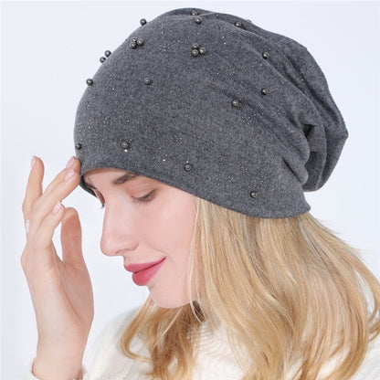 Double Layer Cotton Drill Beaded Cap