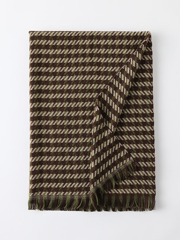 Fringed Houndstooth Keep Warm Shawl&Scarf