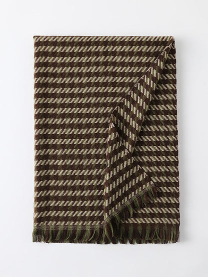 Fringed Houndstooth Keep Warm Shawl&Scarf