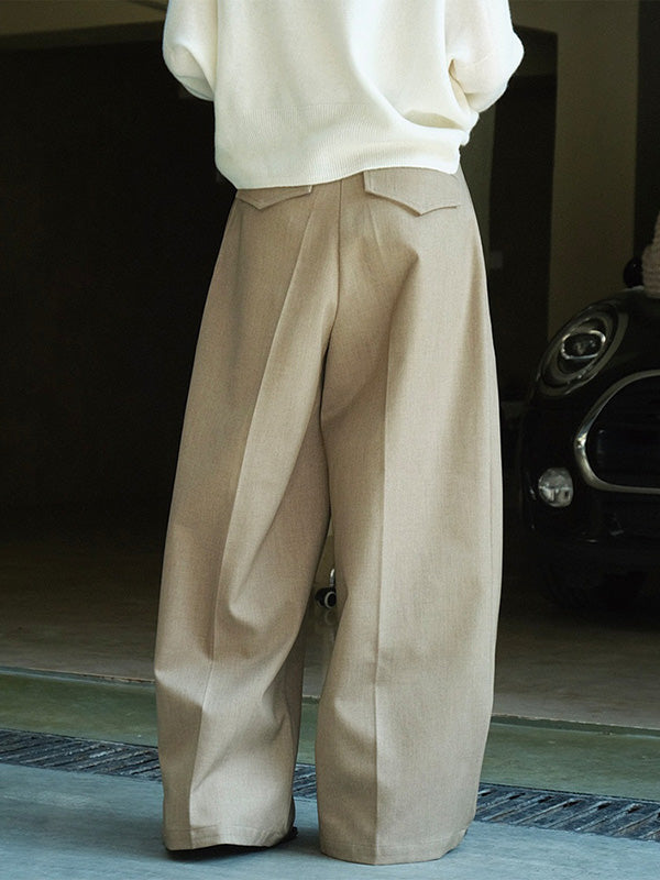 Urban Loose Wide Leg Pleated Solid Color Pants