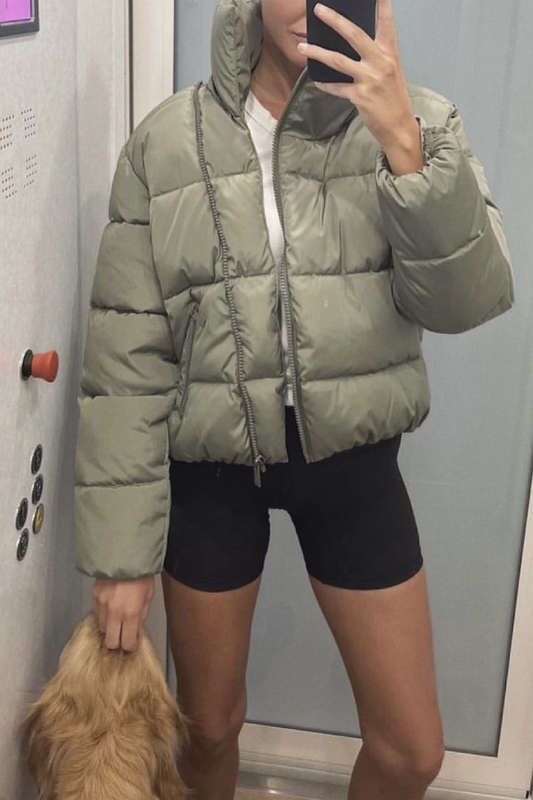 Stand Collar Zipper Windproof Cotton Coat