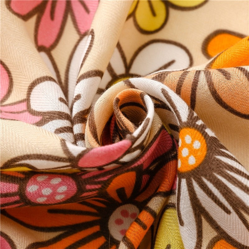 Tropical Plant Floral Contrast Color Scarf