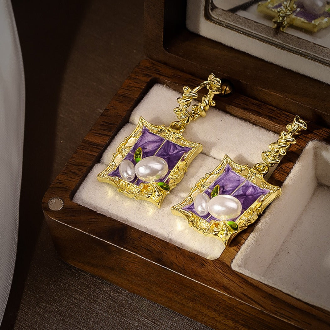 Earwish - Vintage Purple Painting Earrings – Artistic &amp; Elegant