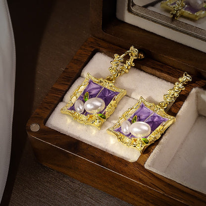 Earwish - Vintage Purple Painting Earrings – Artistic &amp; Elegant