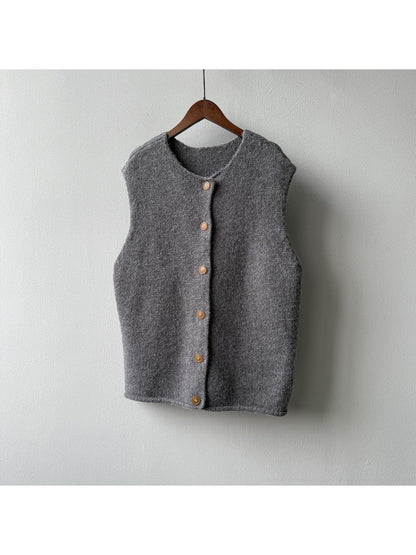 Crosa - Loose and Simple Classic Knit Vest for Women