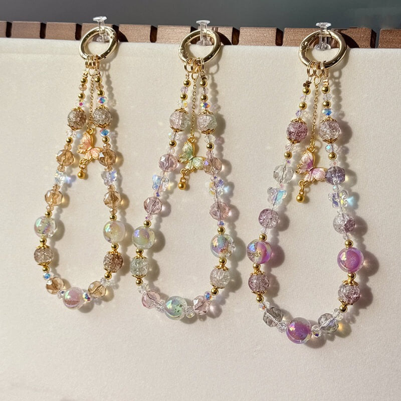 Chic Butterfly Crystal Beaded Charms Keychain