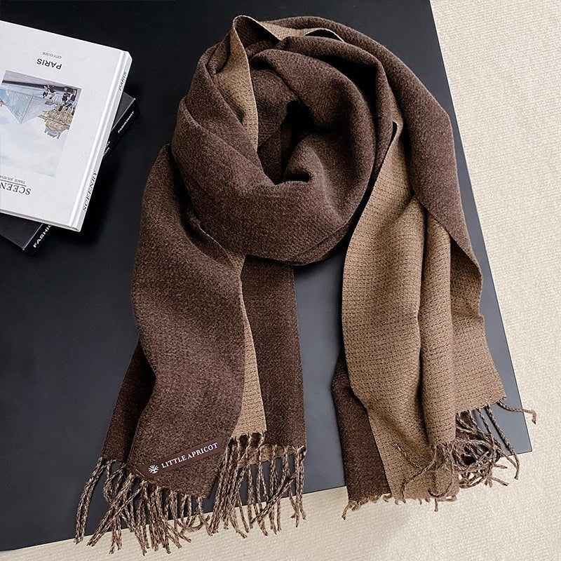 Color Blocking Imitation Cashmere Thick Warm Scarf
