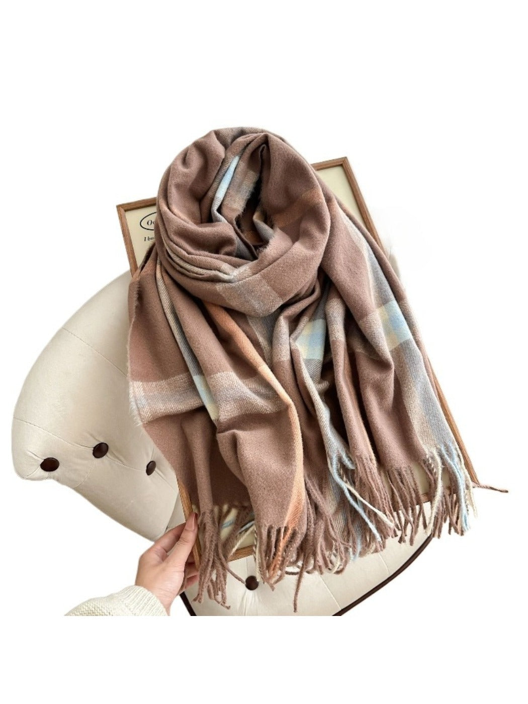 Scarvii - Cozy Plaid Tassel Scarf for Women