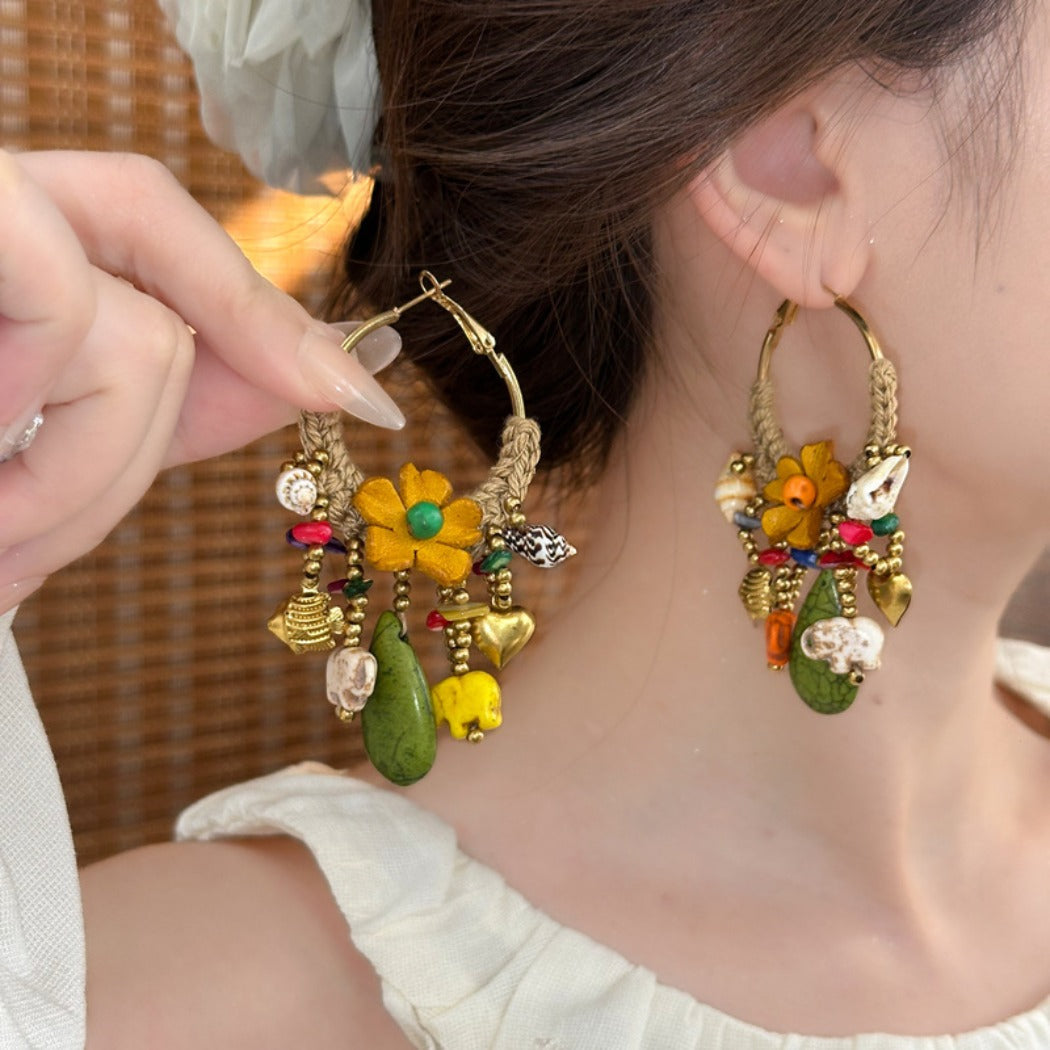 Earwish - Boho Woven Floral Beads Earrings - Sweet &amp; Bold